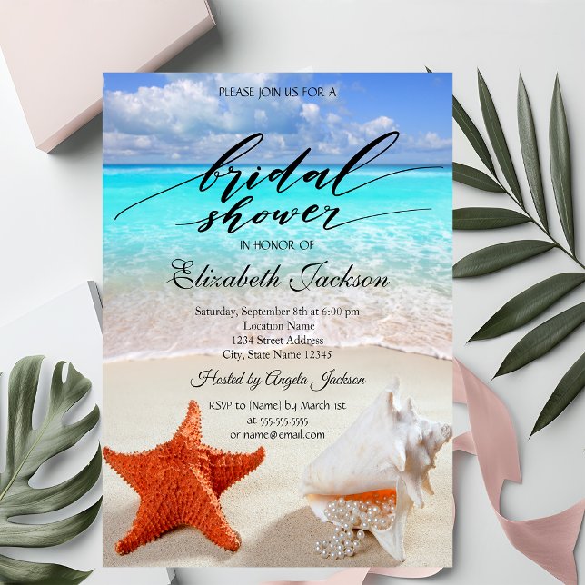 Convites Casamento na Praia Conchas Chá de Noiva (Criador carregado)