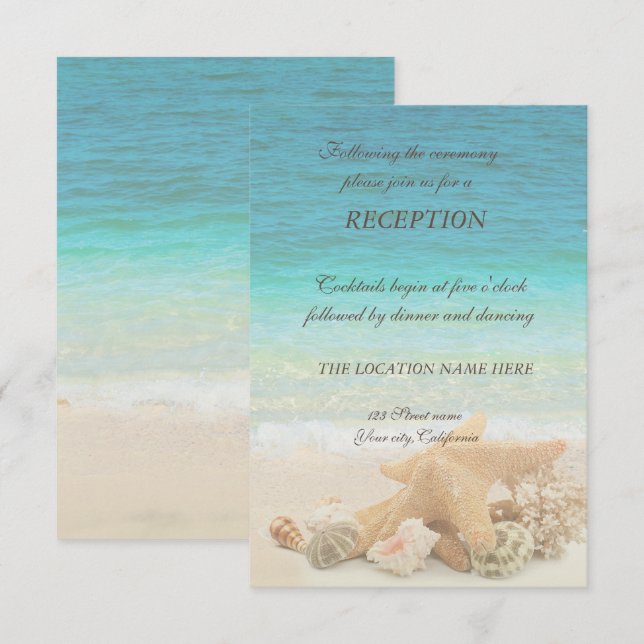 Convites Casamento na Praia Conchas Recepção (Frente/Verso)