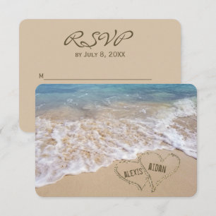 Convites Casamento na Praia Corações RSVP