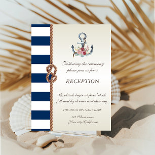 Convites Casamento na Praia Cordão Azul-Marinho, Recepção L