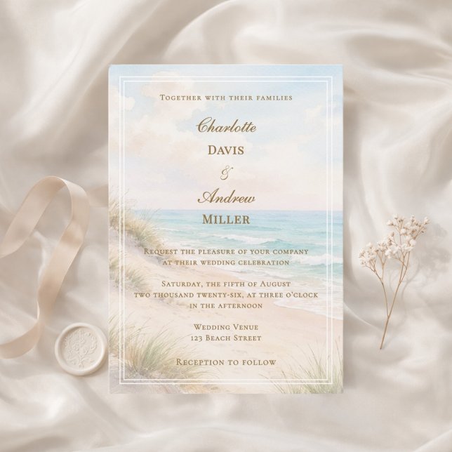 Convites Casamento na praia costeira (Criador carregado)