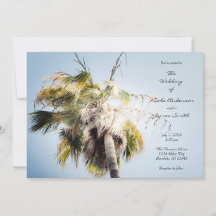 Convites Casamento na Praia da Ilha Tropical com Palmeira s