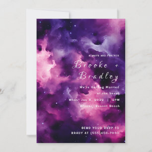 Convites Casamento na Praia da Nebulosa Roxa