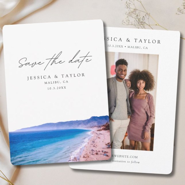 Convites Casamento na Praia de Malibu Salve a Data Casament (Malibu Wedding Save the Date Beach Wedding Invitation
)