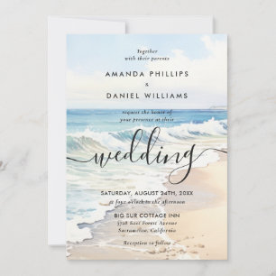 Convites Casamento na Praia de Ondas Rolantes com Destino e