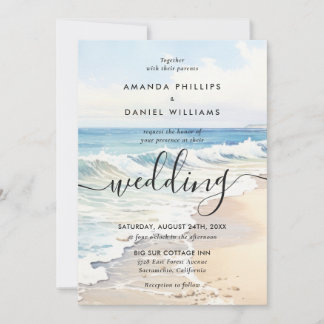 Convites Casamento na Praia de Ondas Rolantes com Destino e