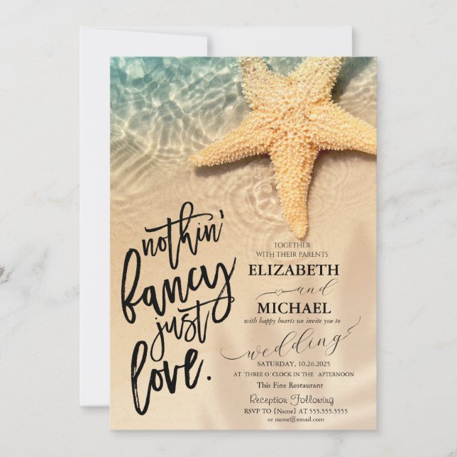 Convites Casamento na Praia de Seastar (Frente)