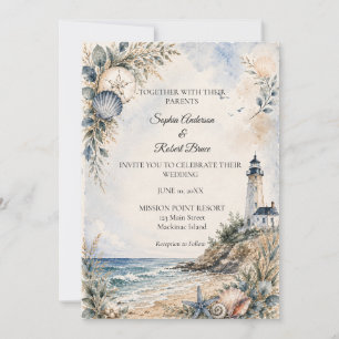 Convites Casamento na Praia do Farol Costeiro de Nantucket