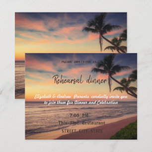 Convites Casamento na Praia do Pôr do Sol, Jantar de Ensaio
