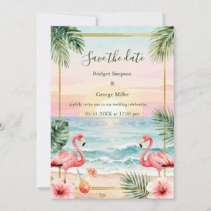 Convites Casamento na Praia do Pôr do Sol Tropical salvar a
