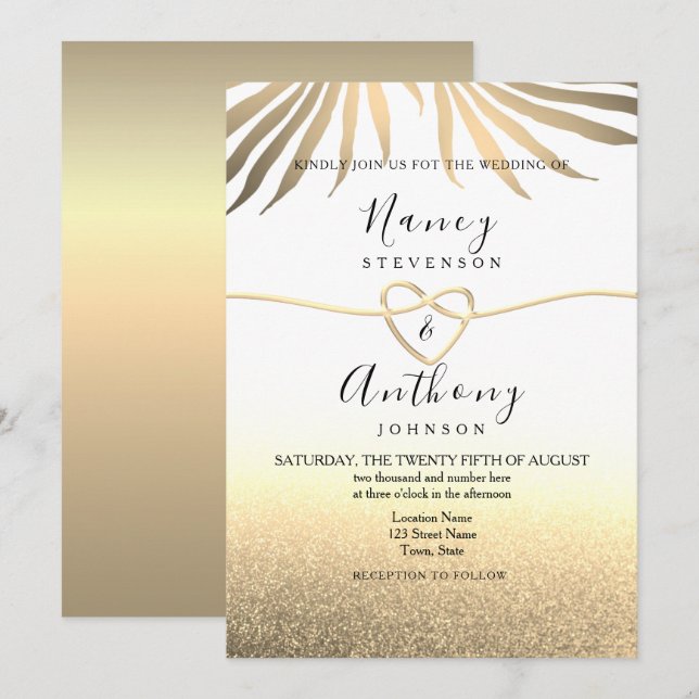 Convites Casamento na Praia Dourada (Frente/Verso)