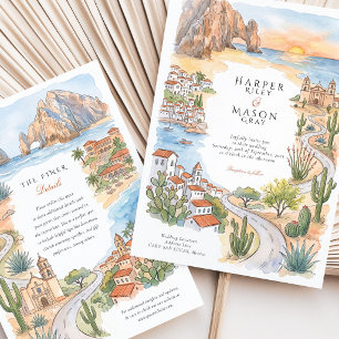 Convites Casamento na Praia El Arco em Cabo San Lucas, Méxi