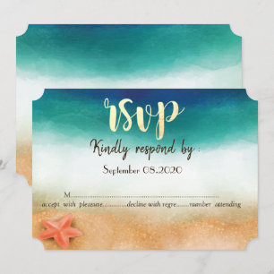 Convites Casamento na Praia, Estrela-do-Mar RSVP
