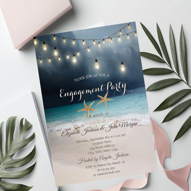 Convites Casamento na Praia, Luzes de Corda de Estrelas do  (Criador carregado)
