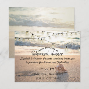 Convites Casamento na Praia, Luzes Jantar de Ensaios Concha