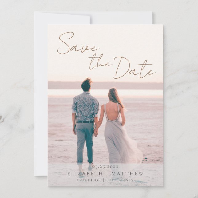 Convites Casamento na Praia Moderno Salve a Data (Frente)