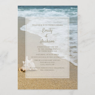 Convites Casamento na Praia Oceano Concha Areia
