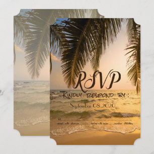 Convites Casamento na Praia, Palma Pôr do Sol RSVP