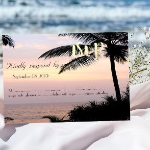 Convites Casamento na Praia Palmeiras Pôr do Sol   RSVP