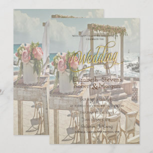 Convites Casamento na Praia Retro Arch
