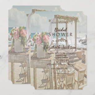 Convites Casamento na Praia Retro Arco Chuveiro de Noiva