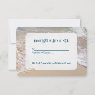 Convites Casamento na Praia RSVP Corações