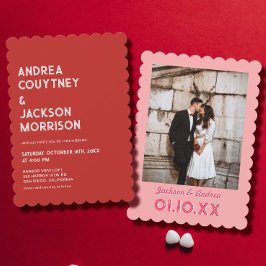 Convites Casamento Namorados Vermelho e Rosa