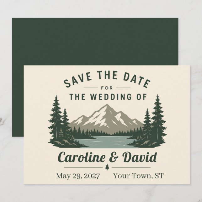 Convites Casamento nas Montanhas do Parque Nacional Save th (Frente/Verso)