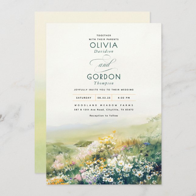 Convites Casamento Natureza das Florestas Selvagens de Prad (Frente/Verso)