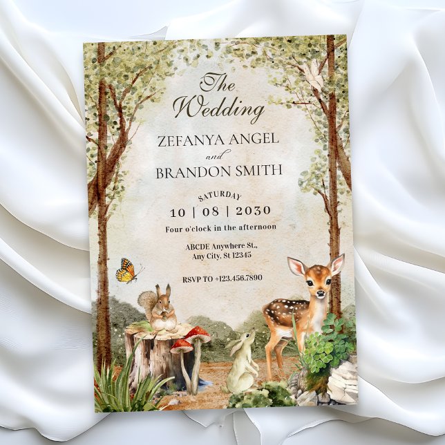 CONVITES CASAMENTO NATUREZA VIDA SELVAGEM MADEIRA VERDE MAR (Criador carregado)