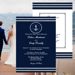 Convites Casamento Náutico Âncora Azul e Branco