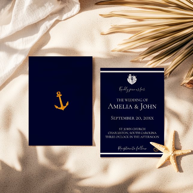 Convites Casamento Náutico Azul Naval Costa Dourada (Criador carregado)