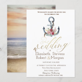 Convites Casamento Náutico das Flores de Âncora Aquática