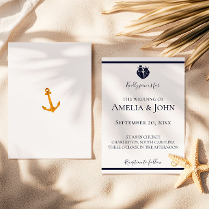 Convites Casamento Náutico de Azul Marinho Branco Costa Dou