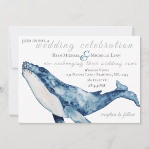 Convites Casamento Náutico de Praia da Baleia Humpback com 