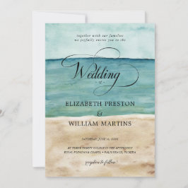 Convites Casamento Náutico de Praia do Oceano de Aquarelas