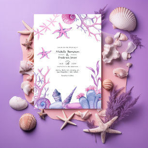 Convites Casamento Náutico de Vida Oceânica em Aquarela