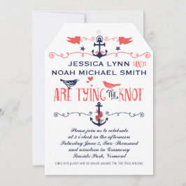 Convites Casamento Náutico do Marinho de aves de coral mode