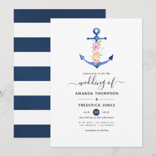 Convites Casamento Náutico em Aquarela