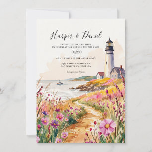 Convites Casamento Náutico Farol Aquarela Praia