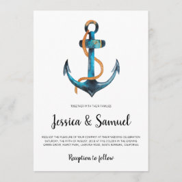 Convites Casamento Náutico Moderno com Âncora de Água