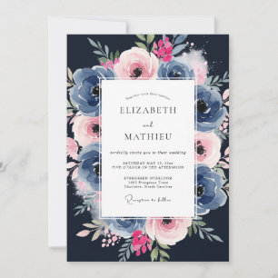Convites Casamento Naval Rosa Mal-humorado Pintado