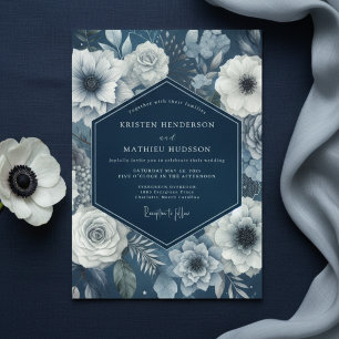 Convites Casamento Navy Bloom Moody