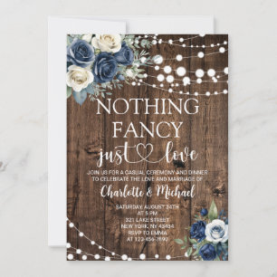 Convites Casamento Navy Blue Floral Nothing Fancy Just Love