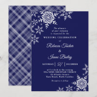 Casamento Navy Blue Plaid de Flocos de Neve Elegan