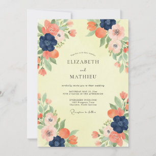 Convites Casamento Navy Coral Poppy