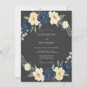 Convites Casamento Navy Cream Bloom