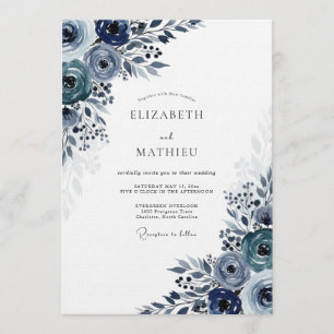 Convites Casamento Navy Moody Bloom