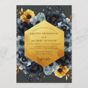 Convites Casamento Navy Ochre Chiaroscuro