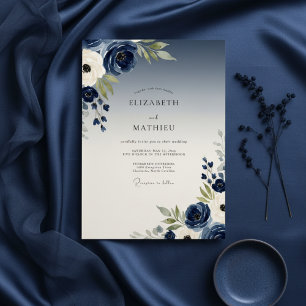 Convites Casamento Navy Painterly Bloom